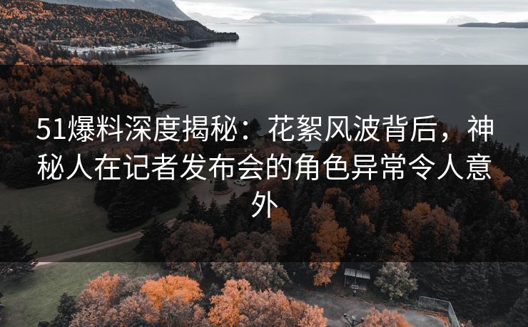 51爆料深度揭秘：花絮风波背后，神秘人在记者发布会的角色异常令人意外