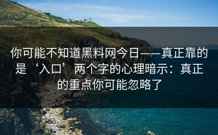 你可能不知道黑料网今日——真正靠的是‘入口’两个字的心理暗示：真正的重点你可能忽略了
